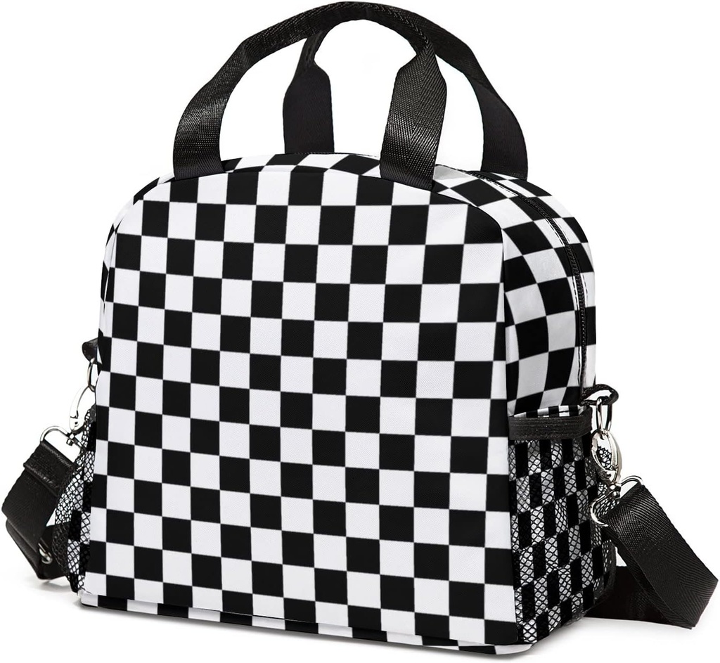 Lunch Bag Insulated Lunch Box Reusable/Washable/Durable Lunchbox Lightweight Lunch Tote Bag (Checkered, One Size)