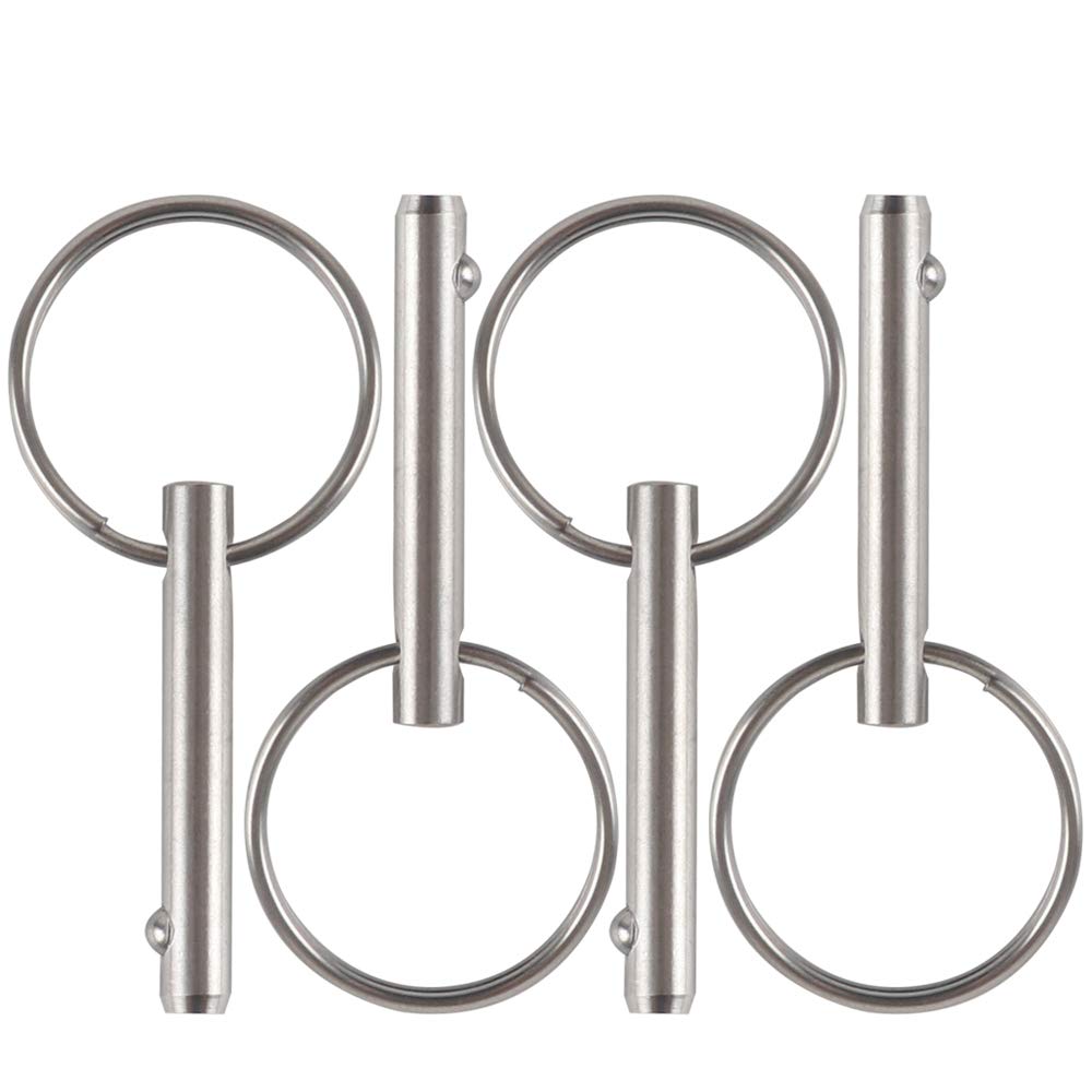 4 Pack Small Quick Release Pin, Diameter 3/16", Usable Length 0.95", Full 316 Stainless Steel, Bimini Top Pin, Marine Hardware