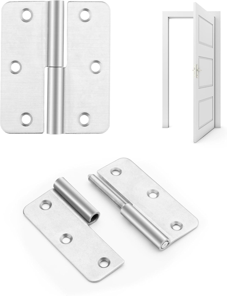 3.5 Inch Lift Off Hinge, Stainless Steel 304, Detachable Slip Joint Flag Hinges for Wooden and Metal Doors, Windows, and Various Functional Metal Equipment (Right Handed, 4 PCS)