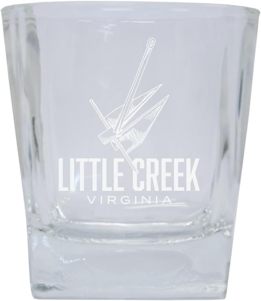 R and R Imports Little Creek Virginia Design Souvenir 10 oz Engraved Whiskey Glass 2-Pack