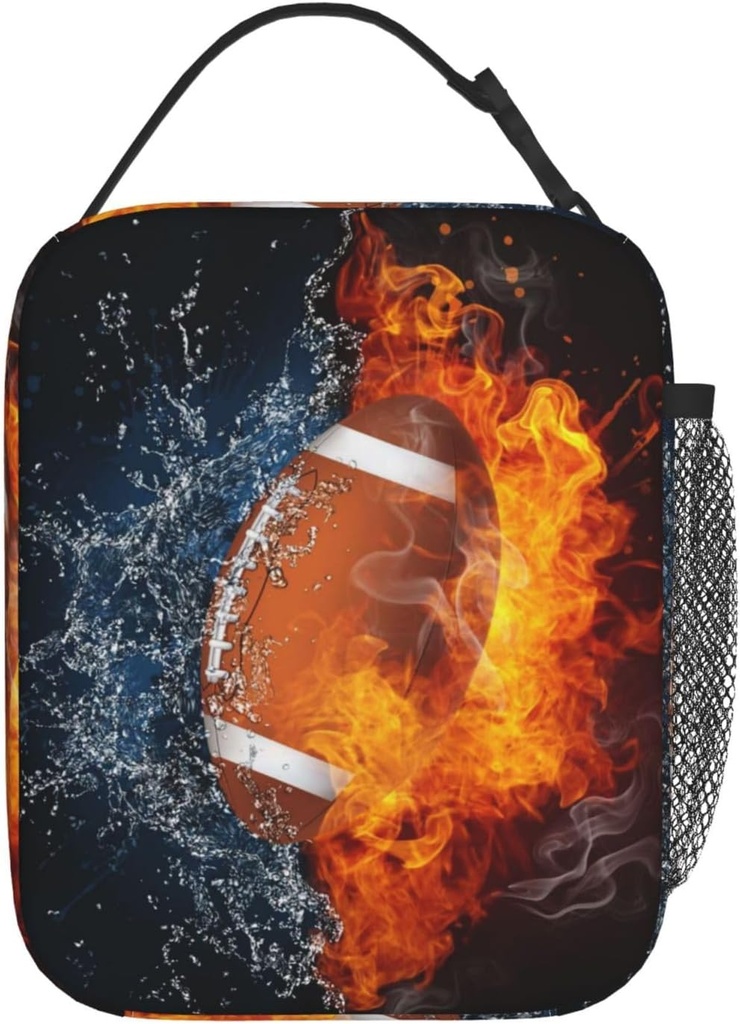 Football Lunch Bag,Insulated Lunch Bag Container Reusable Lunch Box Cooler Lunch Tote Bag For Girls And Boys, Picnic Travel Outdoors