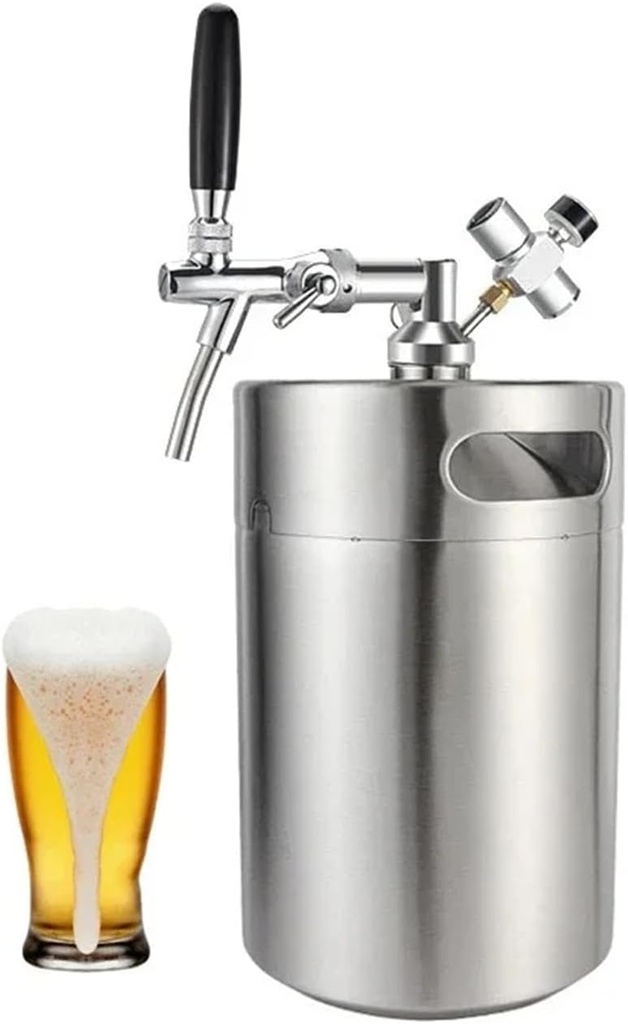 Home Brewing Mini Keg Growler Kit (5L Beer Keg & Adjustable Beer Faucet & 60psi Co2 Charger & Beer Keg Spear),Beer Disoenser for Home Brewing Wine Accessories