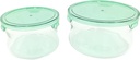Glass container with lid, 2-piece set, each package contains 1 pieces of 14fl.oz and 1 piece of 27fl.oz, which can be used for overnight food storage., Green
