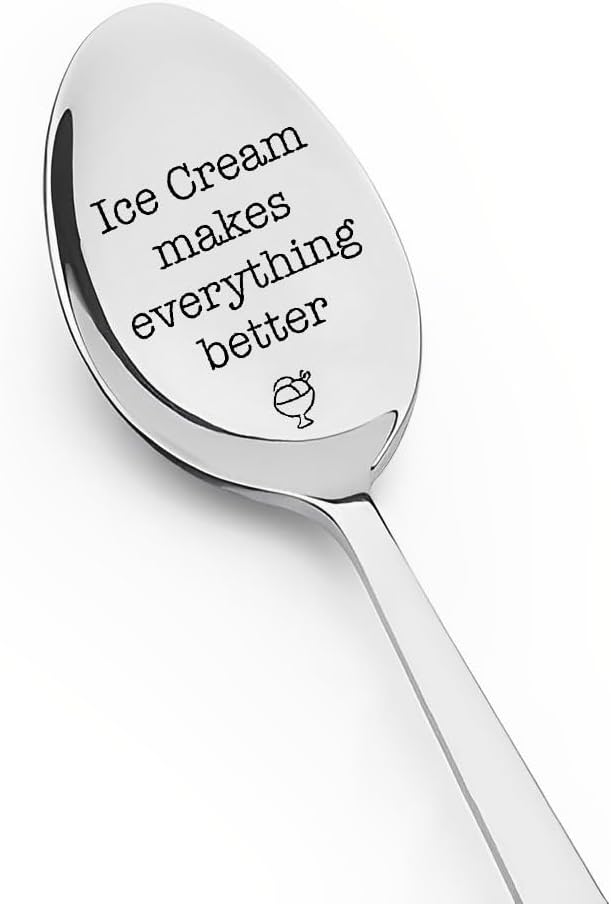 Ice Cream Lover Gifts for Women Men Boyfriend Girlfriend Valentines Day Gift Chirismas Birthday Gifts for Daughter Mom Grandpa Ice Cream Makes Everything Better Spoon Gifts