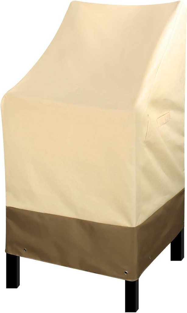 RosieLily High Back Patio Chair Covers Waterproof Heavy Duty Stackable Outdoor Bar Stool Cover Patio Furniture Covers Outside Lounge Deep Seat Covers, High Back-1 Pack Beige