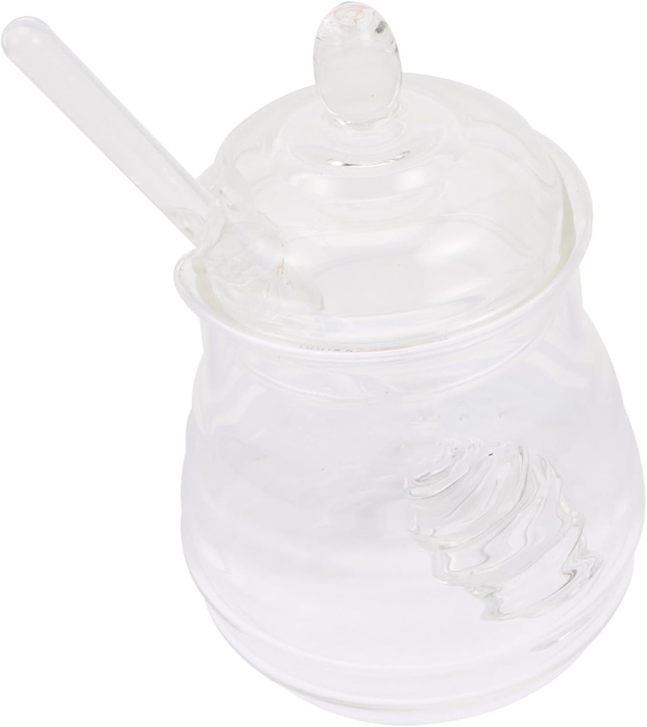 1Set Transparent with Lidded Container and Stirring Rod for Kitchen Storage Honey Dispensing and Food Preservation Practical Design for Honey Lovers