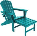 Adirondack Chair with Ottoman Outdoor Patio Chair HDPE Fire Pit Chairs Weather Resistant Plastic Lounge Chairs for Beach Backyard Garden Porch Campfire with Cup Holders
