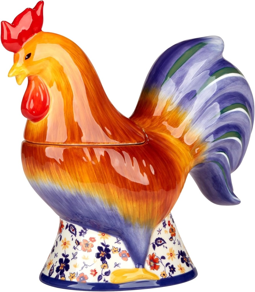 Rooster 3-d Cookie Jar 12.25" X 5.75" 11.5" Purple Red Yellow