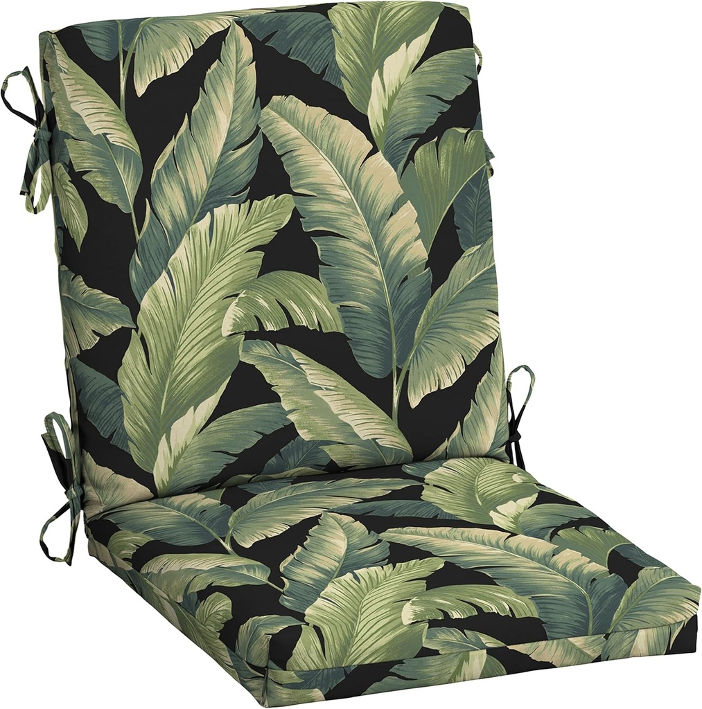 ARDEN Outdoor Midback Chair Cushion, 18 x 16.5, Rain-Proof, Fade Resistant 18 x 16.5, Onyx Cebu