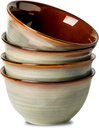 MEKY Soup Bowls, 40oz Large Deep Stoneware Cereal Bowls for Salad, Pasta, Popcorn - Dishwasher & Microwave Safe Set of 4, Elegant Stackable Porcelain Kitchen Dining Serveware, Brown