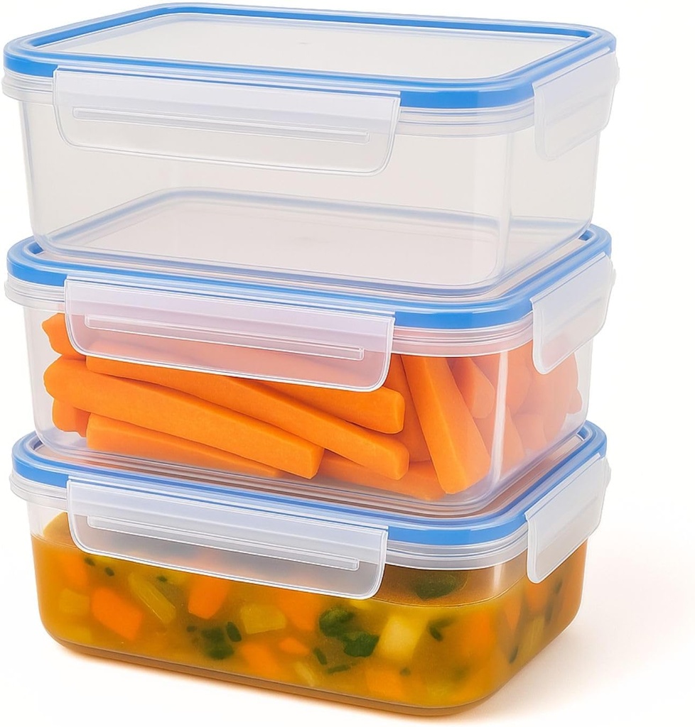 Tribello 68 oz Airtight Food Storage Containers with SnapTight Lids – Clear, Stackable, BPA-Free Meal Prep Containers for Kitchen, Freezer & Pantry – 3-Pack