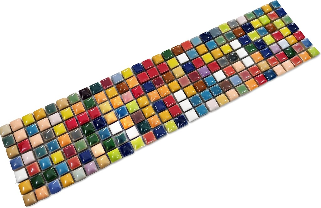 Hominter Colorful Ceramic Mosaic Mini Square Glossy Porcelain Tile for DIY Crafts, Backsplash in Kitchen or Bathroom, Wall Decor & Art Projects (3x12 Sample)