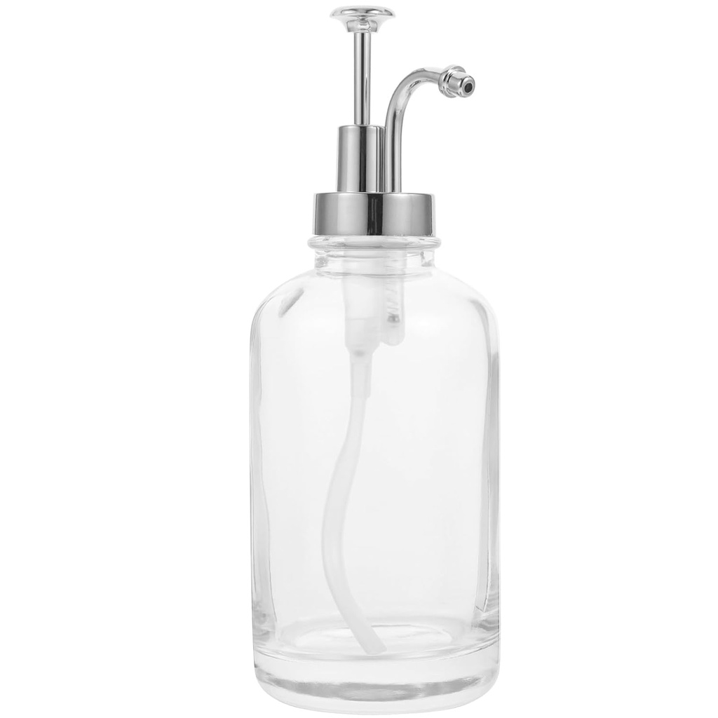 Glass Syrup Dispenser Pump 16 oz Honey Bottle Leak-Proof Design for Kitchen and Bathroom for Maple Syrup and Soap