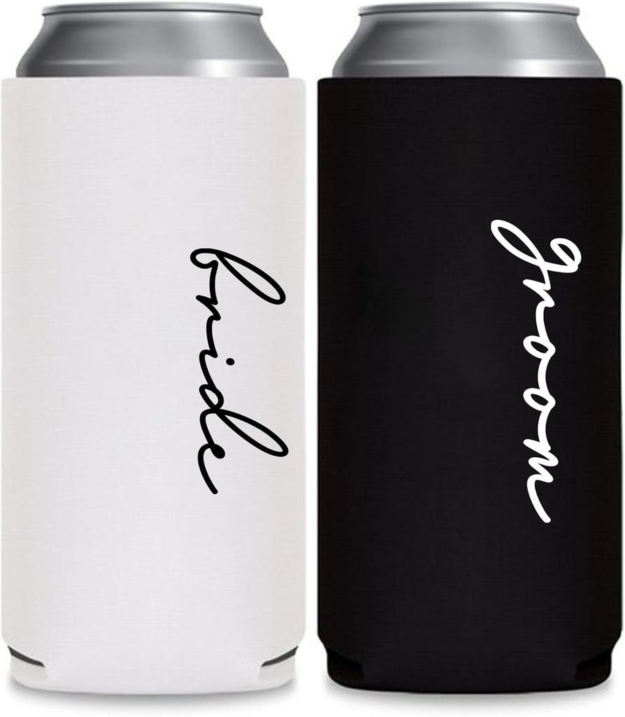 Bride and Groom Gift Wedding Novelty Can Cooler Bridal Shower Decoration,Engagement Gifts for Couples, Honeymoon Essentials.