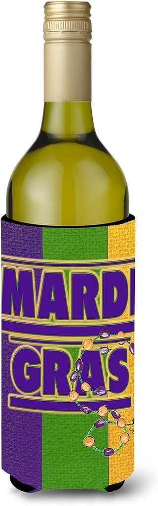 Caroline's Treasures 8363LITERK Mardi Gras Wine Bottle Hugger Bottle Cooler Sleeve Hugger Machine Washable Collapsible Insulator Beverage Insulated Holder