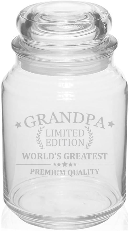 MIP 26 oz Glass Candy Jar Gift Grandpa World's Greatest For Grandfather Father's Day