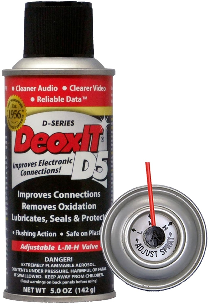 DeoxIT D5S-6 Spray, More Than A Contact Cleaner, 142g, Low-Med-High Valve, Pack of 1