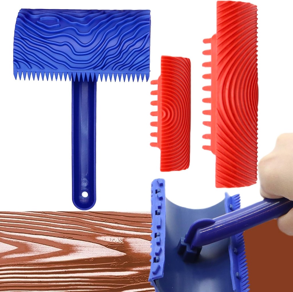 3 Pack Wood Grain Tool -Natural Woodgrain Maker for Decorative Painting Premium Wood Graining Tool Set Enhance Your DIY Projects with Wood Grain Patterns