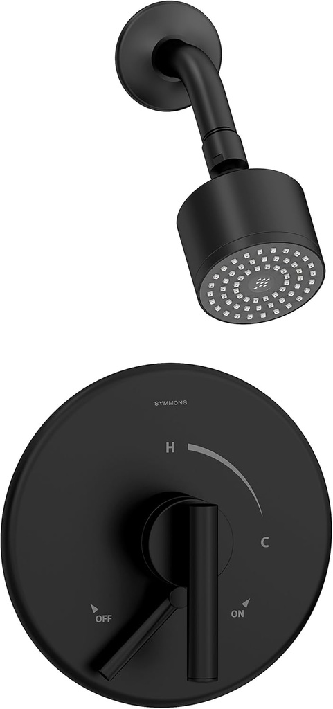 Symmons S-3501-CYL-B-MB-1.5-TRM Dia Single Handle 1-Spray Shower Trim with Secondary Volume Control in Matte Black - 1.5 GPM (Valve Not Included)