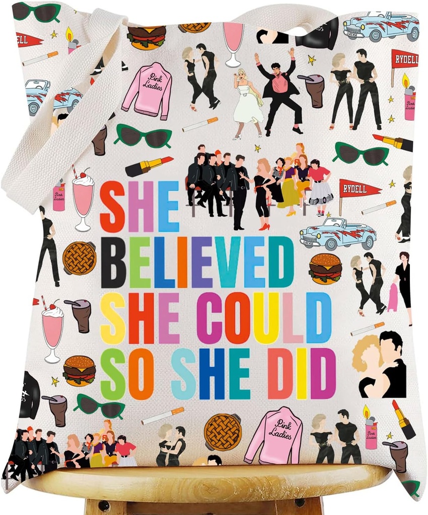 KEYCHIN Danny Musical Tote Bag Danny And Sandy Fans Gifts T Bird Pink Lady Reusable Grocery Bag Musical Merchandise