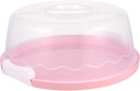 DOITOOL 10 Inch Pink Portable Round Cake Carrier with Handle Cupcake Container Translucent Dome Small for Transporting Cakes Cupcakes Cookies Pies Desserts Box