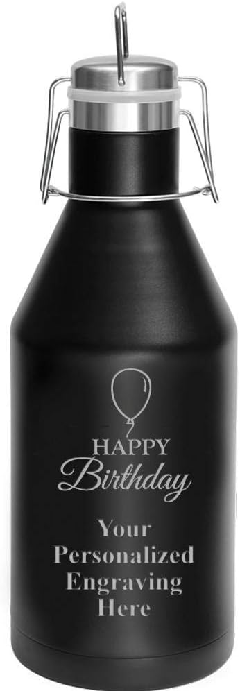 Custom Birthday Growler, 64 oz Custom Happy Birthday Stainless Steel Growler, Engraving Included