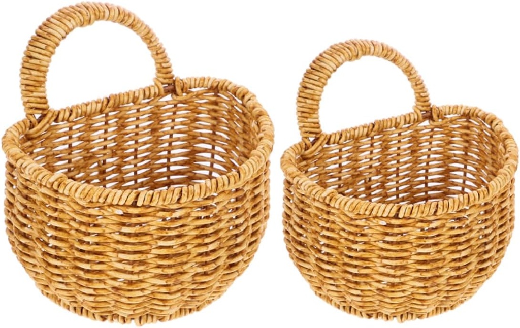 GLEAVI 1 Set Hanging Woven Storage Basket Decorative Wall Baskets for Kitchen Organization for Ginger Garlic Fruits Vegetables Space Saving Design Housewarming present