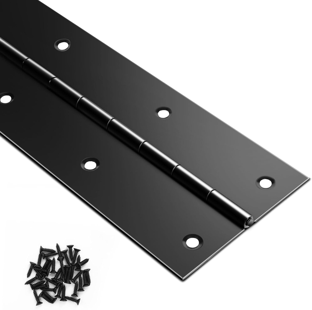 Black Piano Hinge 36 Inch x 3 Inch Heavy Duty Stainless Steel Piano Hinge Continuous Hinge for Cabinet, Door, DIY Wood Boxes, 0.05" Leaf Thickness