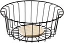 Fruit Basket Fruit Vegetable Storage Basket with Wooden Base Home Decor Desktop Space Saver Serving Bowl Coffee Pod Holder, 25cmx9.5cm