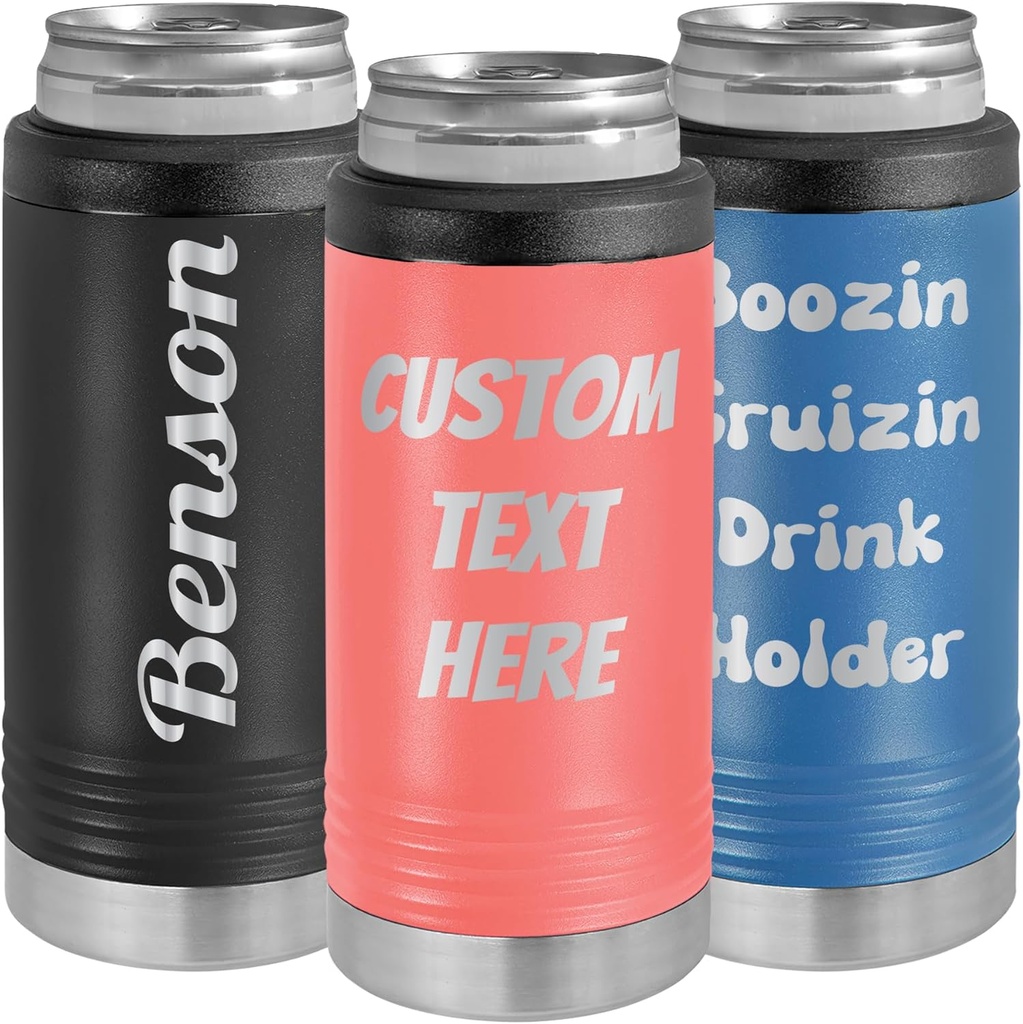 Customized Slim Can Cooler, Fits 12oz Cans, Skinny Personalized Cooler Cans, Vacuum Insulated, Summer Cooler Slim Can (Skinny - 12oz)