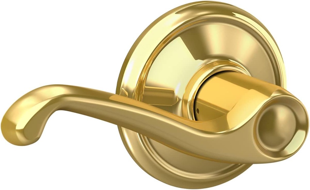Schlage F10 FLA 605 Flair Door Lever, Hall & Closet Passage Lock, Bright Brass