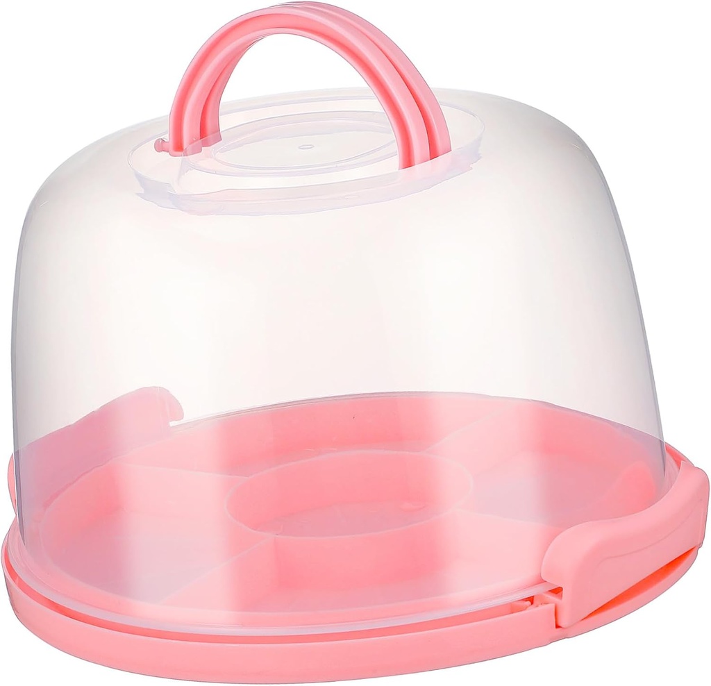 Portable Reusable Cake Carrier with Transparent Lid and Snap Lock Non-slip Base Cake Keeper for Pies Cookies Cupcakes and Desserts with Handle for Easy Transport