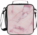 Lunch Bags for Boys Girls, Pink Marble Pattern Reusable Insulated Lunch Box Thermal Meal Tote Kit, Lunch Cooler Bag Organizer with Adjustable Shoulder Strap