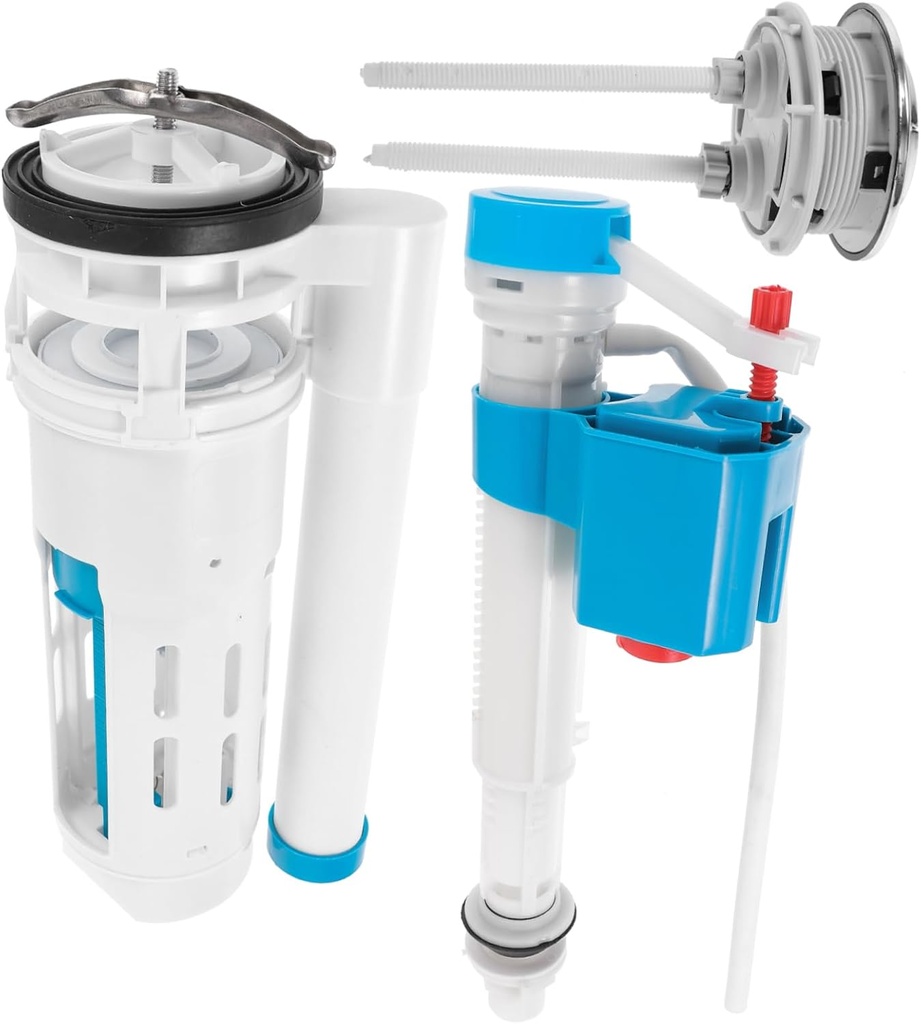 Toilet Tank Valve Kit for Height Tanks Water Inlet Drain Flush Valve Press Button Repair Accessory for Old Style Toilets Easy Installation