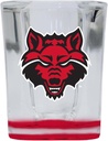 R and R Imports Arkansas State 2 Ounce Shot Glass Square Red Base Officially Licensed Collegiate Product Single