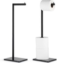 MARMOLUX ACC Free Standing Matte Black Toilet Paper Holder Stand Black Marble Base and Storage - 4 Jumbo Roll Bathroom Hardware Toilet Paper Stand - Stainless Steel Standing Toilet Paper Holder
