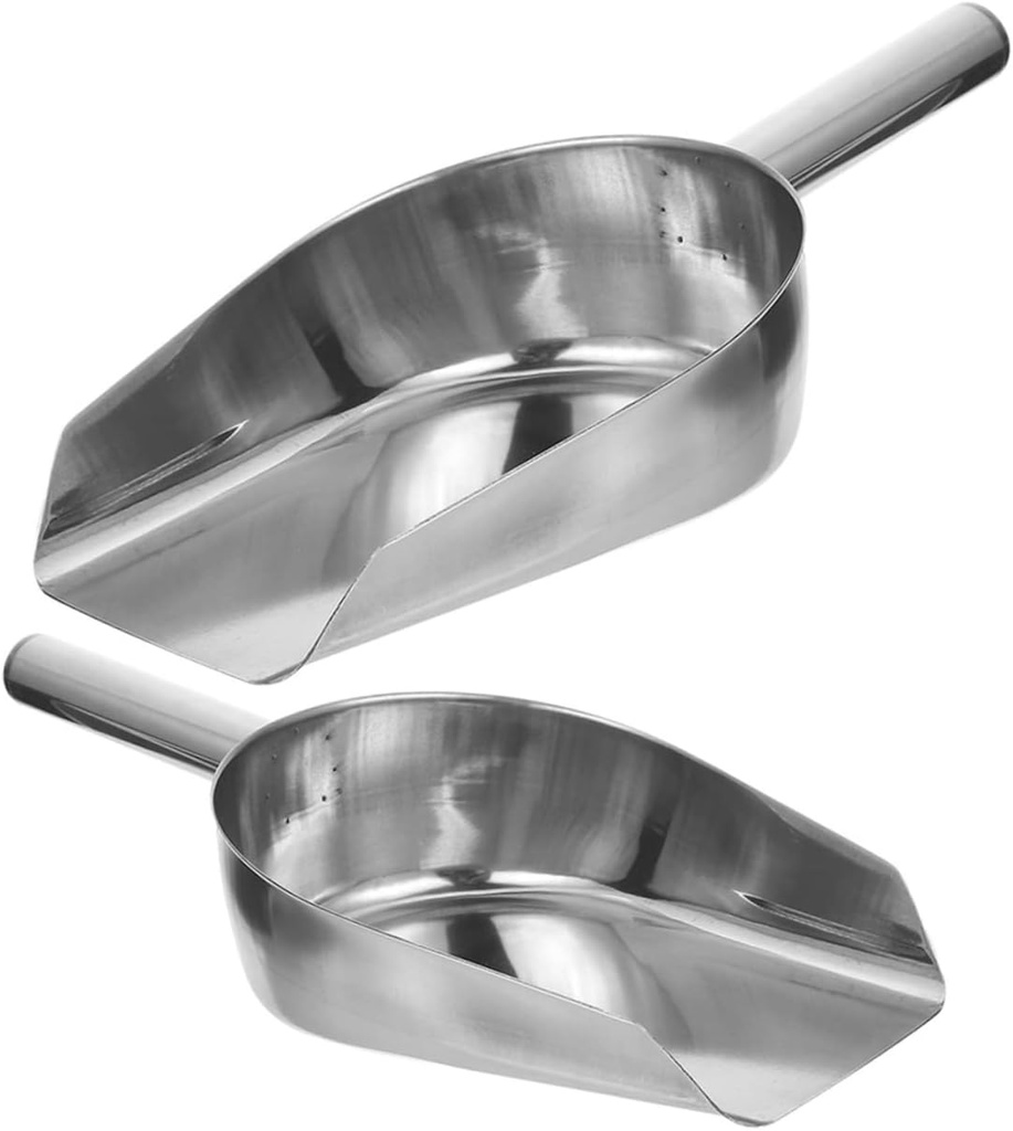 2pcs Garden Survival Removal Tool Stainless Steel Ice Scoop Flour Grain Scoop French Fries Nut