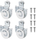 4 Piece Sliding Closet Door Hardware Rollers Wardrobe Cabinet Door Hangers Knob Adjustable Hooks with 8 Screws