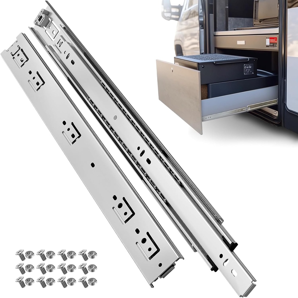 ToBeGreat 1 Pair Heavy Duty Drawer Slides 12 Inch 150 lb Load Capacity Side Mount Full Extension Ball Bearing Cabinet Rails Replacement Tool Box Runners Tracks Glides