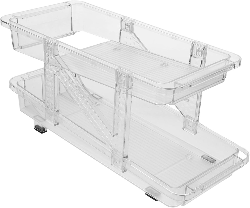 STOBAZA Rolling Soda Can Organizer Double-layer Telescopic Beverage Storage Rack for Fridge Easy Access Can Dispenser Versatile Drink Holder for Home and Office Design