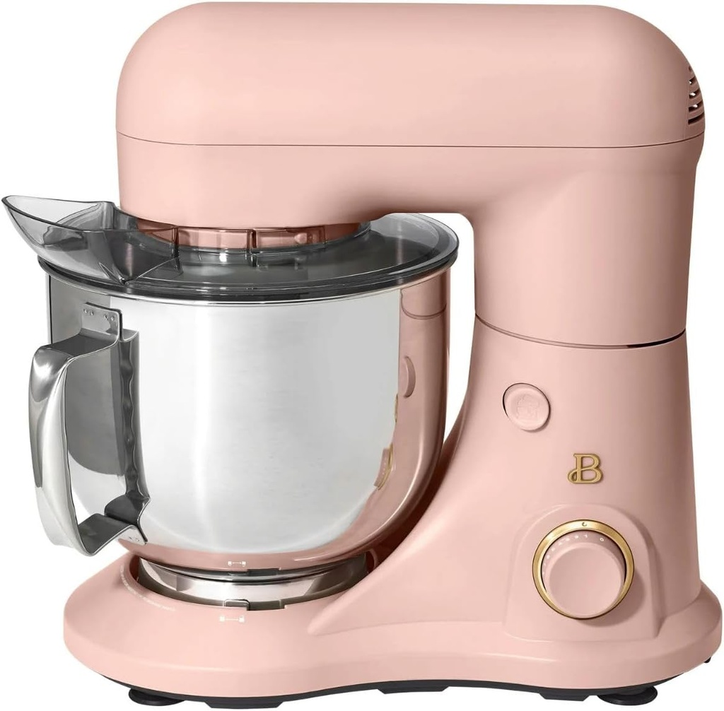 Beautiful 5.3QT Stand Mixer, 300W, 12 Speeds, Tilt-Head, Dishwasher-Safe, Splash Shield, Stainless Steel Bowl, Premium Matte Finish, for Baking & Cooking (Rose)