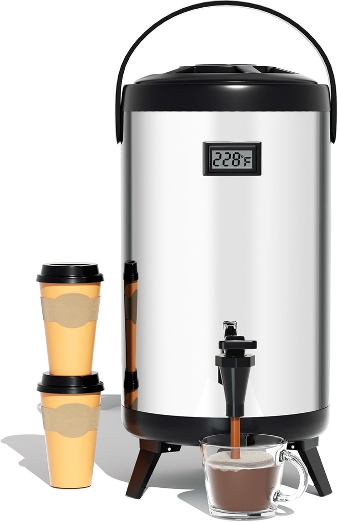 WantJoin Insulated Beverage Dispenser-75 Cup Hot&Cold water Urn for Catering-Stainless Steel Premium 12 L/3.2 Gallon Hot Drink Dispenser with Spigot for Coffee & Hot tea,Cold Milk,Water,Juice(Silver)