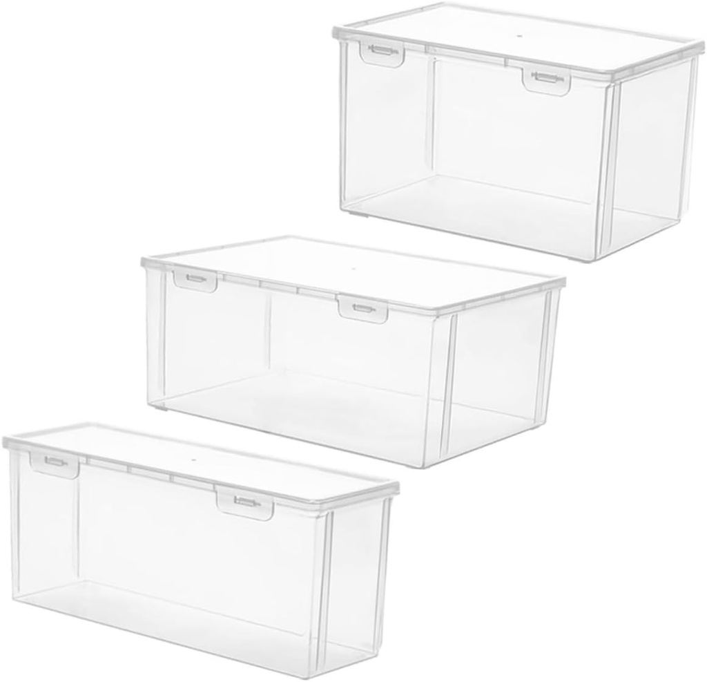 LIFKOME 3pcs Transparent Bread Storage Box Medium Large Bread Keeper for Homemade Snacks Tea Kitchen Organizer Stylish Food Storage