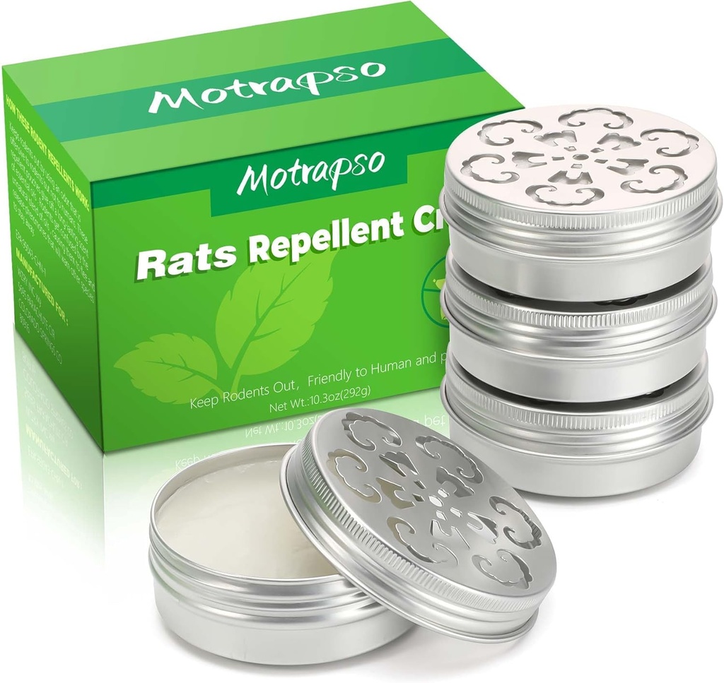 Peppermint Oil to Repel Mice and Rats, 4 Pack for Car Engines, Mouse Repellent Keeping Rodents Out of House Garages, Human Pet Dog Plant Safe