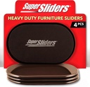 Super Sliders 5 3/4" x 9 1/2" Oval Reusable Furniture Sliders for Carpet - Effortless Moving and Surface Protection, Brown (4 Pack)