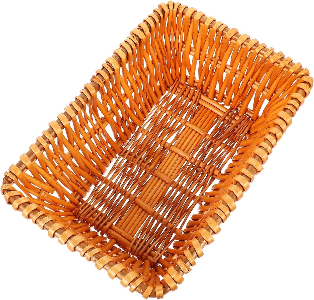 Luxshiny Woven Decorative Storage Basket for Kitchen Organization Rattan Fruit and Vegetable Holder Versatile Sundries and Snack Container for Home Dining Table Honey Color