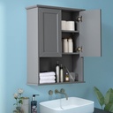 Grey Cabinet Wall Mounted with 2 Doors, Wooden Medicine Cabinet with Adjustable Shelf, 23"x 29" Over Toilet Wall Hanging Cabinets for Bathroom Bedroom, Kitchen, Laundry Room