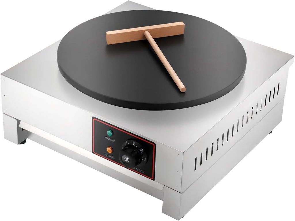 16" Commercial Crepe Maker 1700W Electric Non Stick Pancake Machine with plug, 122-572℉ Adjustable Temperature Big Hotplate Pancake Frying Pan Stove for Kitchen Convenience Store Snack Stand