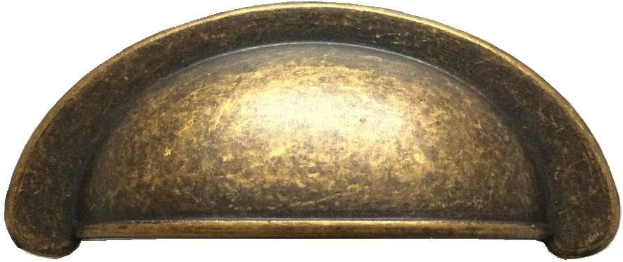 2 3/4" C-C Cup Drawer Pull Cabinet Handles Dresser Pulls Handle Kitchen Door Knob Hardware Black Antique Bronze Brass Brushed Nickel 2.75" 70 mm Centers (Antique Brass)
