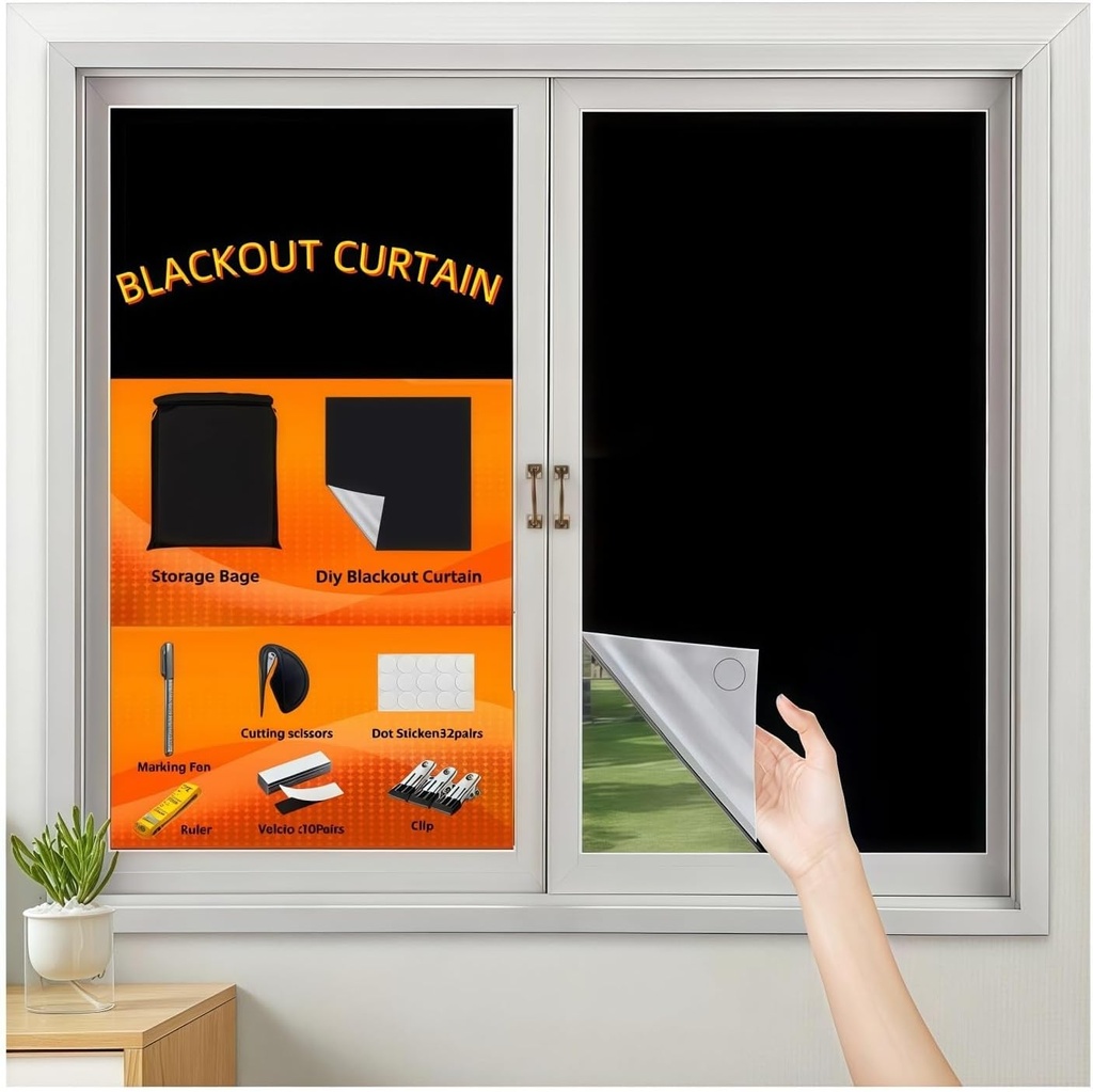 Portable Blackout Curtains for Home & Travel - 100% Light Blocking, 57"x80" Temporary Window Shades - Perfect for Bedroom, Nursery, Baby Room, Camping - Easy to Install, Reusable & Lightweight